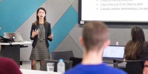 A teacher in a lecture