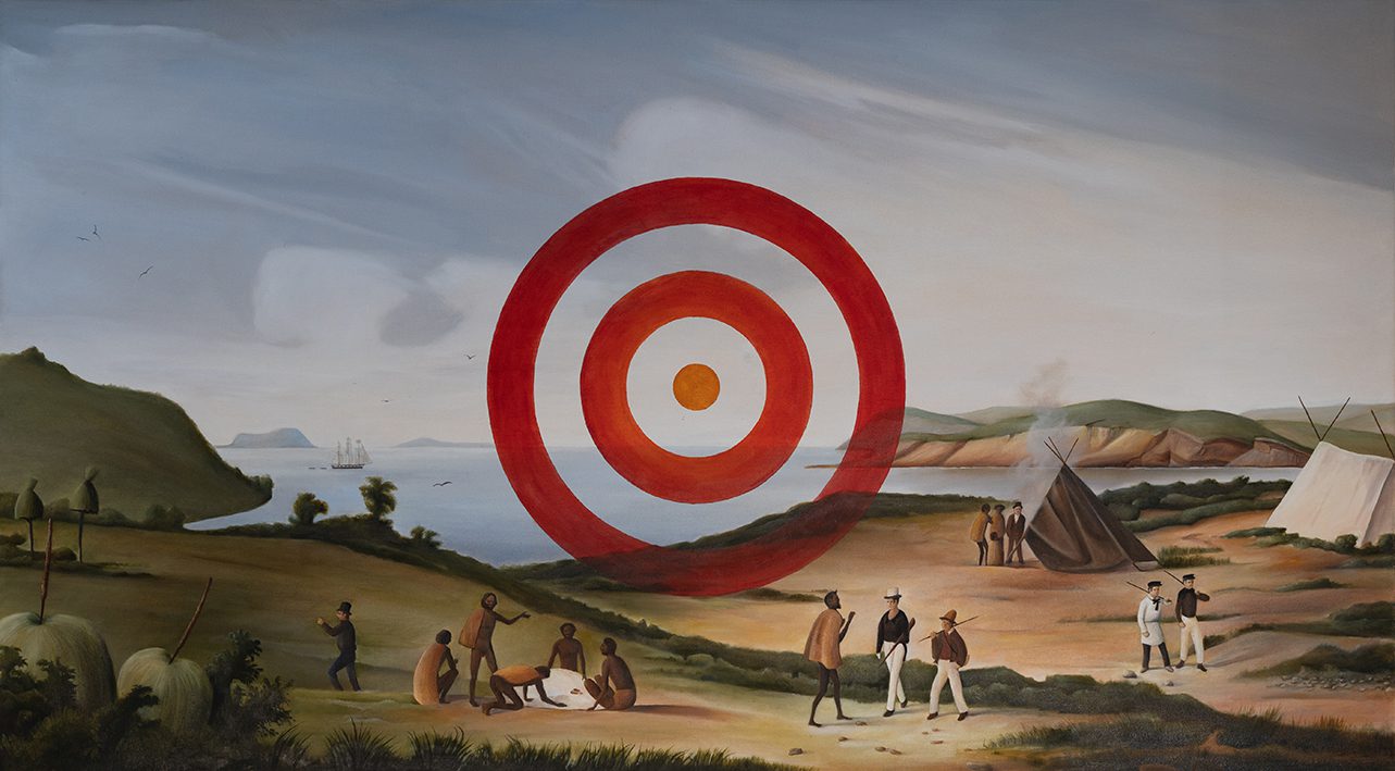 Image for New large-scale works from Christopher Pease and cinematic video from Reko Rennie highlight connection to Country at John Curtin Gallery