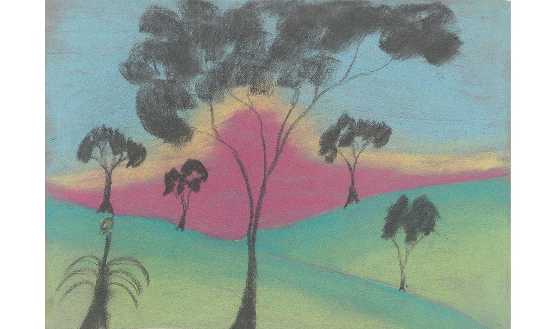 Alma Toomath (née Cuttabut), Untitled, 1946-1949, pastel and charcoal on paper, 17.4 x 24.5cm. Curtin University Art Collection. Curtin University Art Collection. The Herbert Mayer Collection of Carrolup Artwork was generously donated for educational and research purposes by Colgate University, Hamilton, New York, USA in 2013. © Alma Toomath (née Cuttabut)
