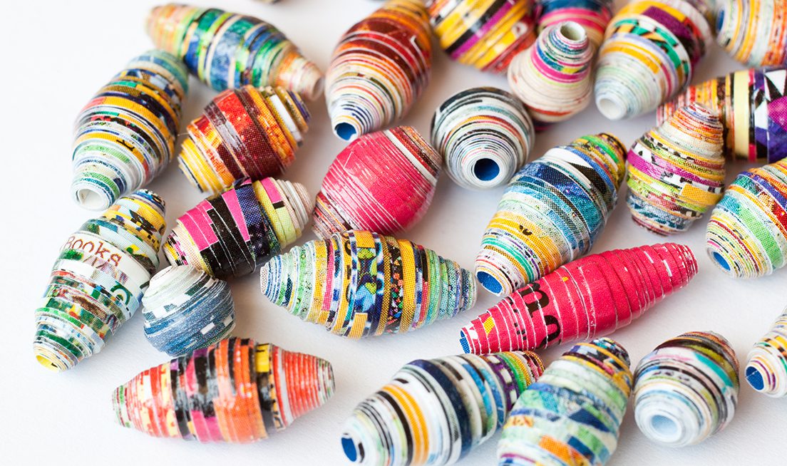 Close-up of Colorful Hand-made Paper Beads by Technophile