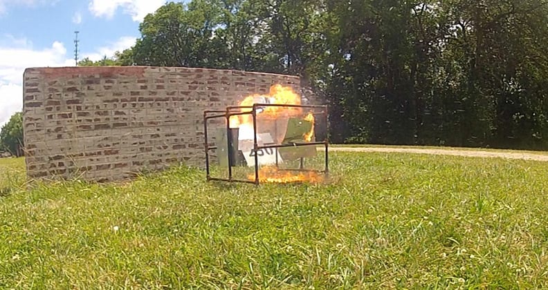 A pipe bomb explodes.