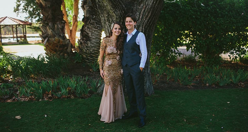 Violet and Mel Tregonning at Violet's wedding in 2014.