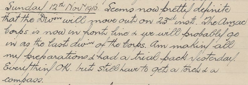 Captain James Peat's diary entry 1