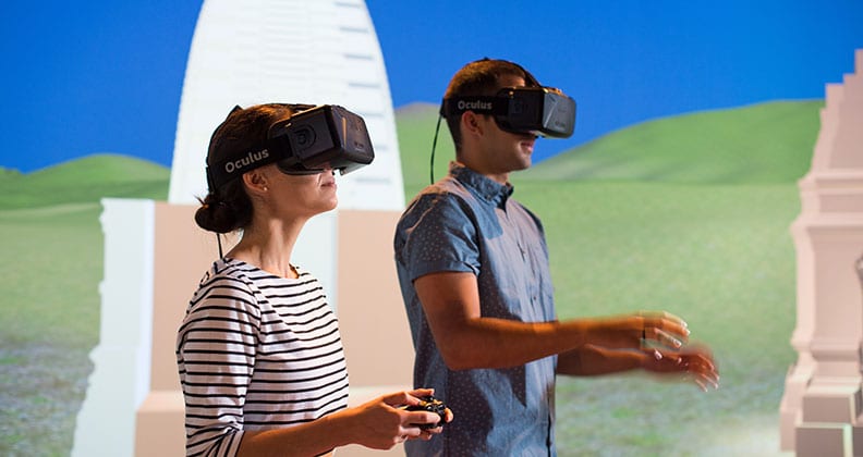 Students at the Curtin HIVE (Hub for Immersive Visualisation and eResearch).