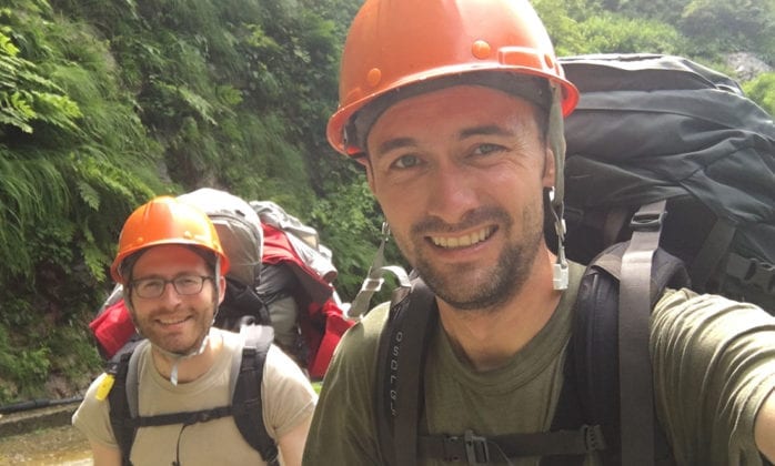 The research team trekking