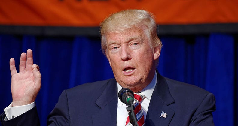 US President Donald Trump giving a speech.
