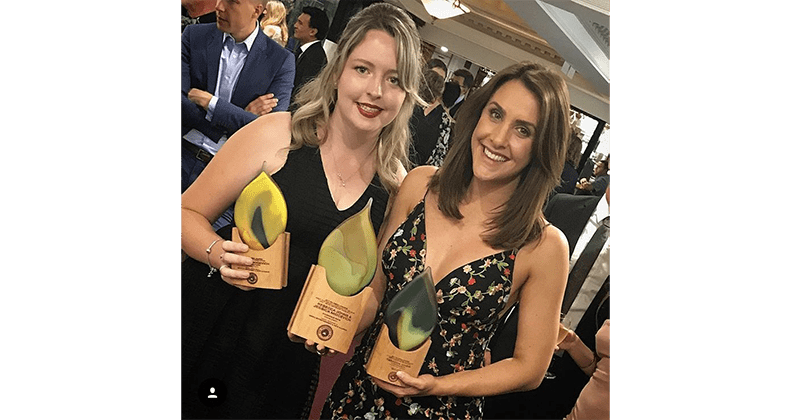 Jessica Miocevich and Rebecca Johns with their award.