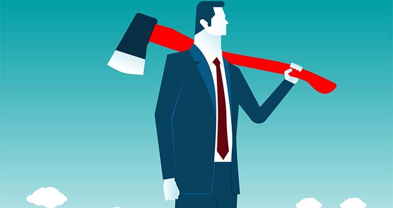 Vector image of businessman carrying an axe.