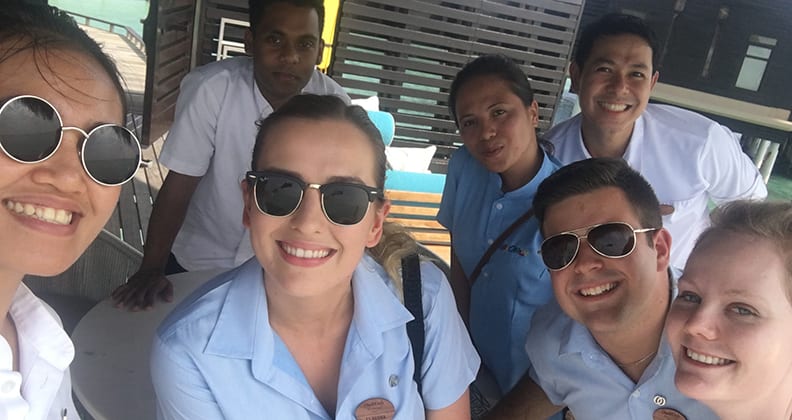 Claudia Foster and her fellow recruits experience the guest water villas of One&Only resort. Credit: Claudia Foster.