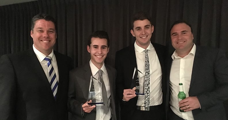 Aaron Bryans with fellow ABC sports journalists Clint Wheeldon, Brett Sprigg and SportsDay WA host, Paul Hasleby.