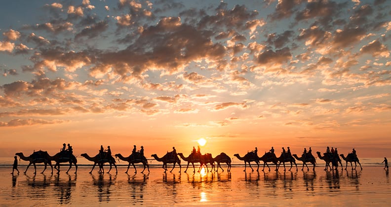 Camel rides at Broome's Cable Beach.