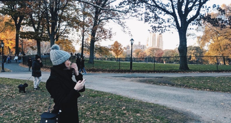 Sophie Carrel in Central Park during autumn.