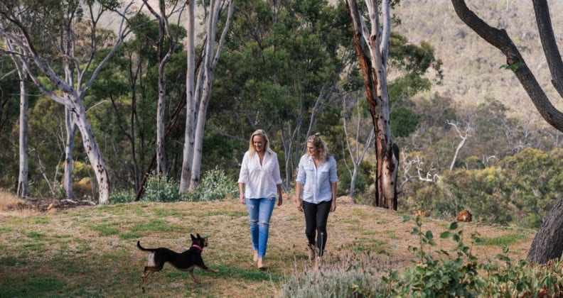 Bec Bignell with co-star Celeste Clabburn during a scene from Rain Dance.
