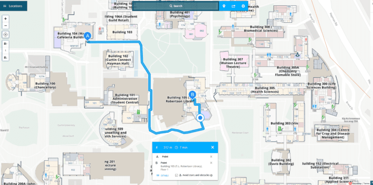screenshot of map website