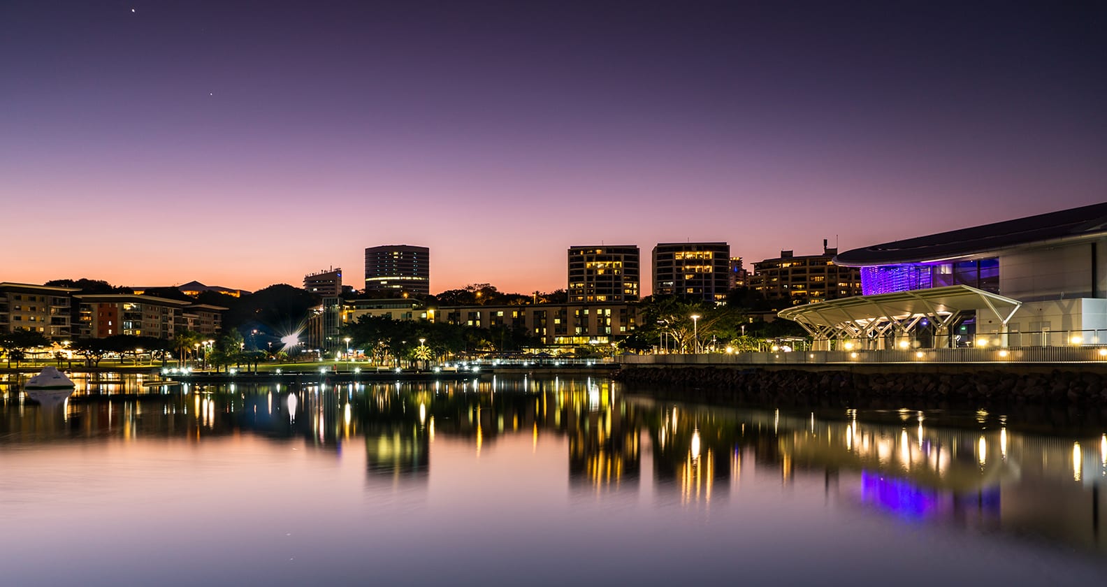 Darwin waterfront, at night