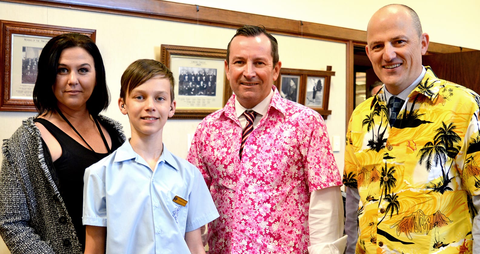 Rebecca Mackie, Ethan Mackie, WA Premier Mark McGowan and Mark Fitzpatrick, during promotion of the 2018 Get LOUD campaign.