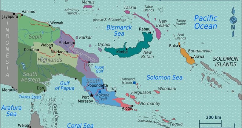 Map of Papua New Guinea.