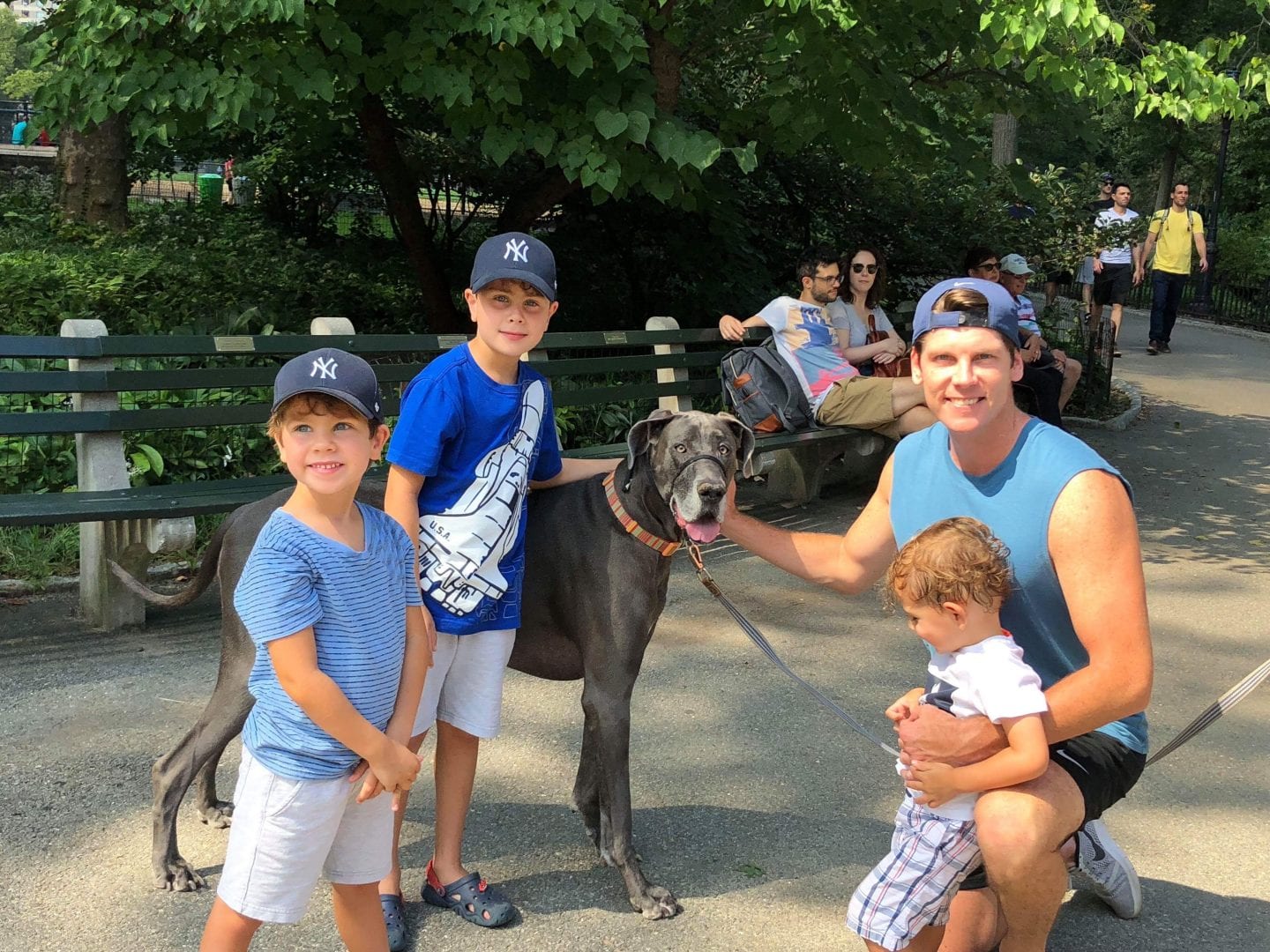 Ross McNab with his three children in Central Park.
