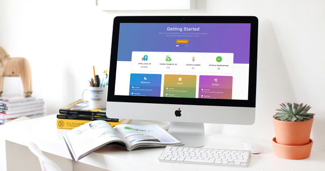 A desktop computer showing ClimateClever's three modules.