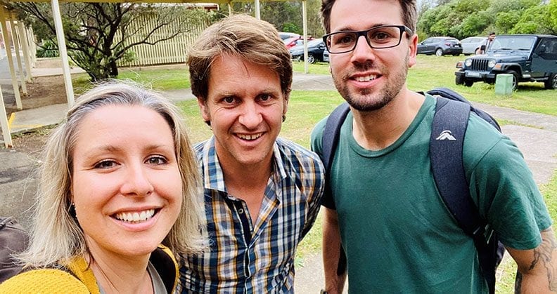 Rauland with fellow sustainability advocate, Craig Reucassell (centre), and her Chief Tech Officer, Alexander Karan.