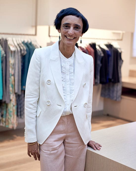 Anna Thomas in one of her designs