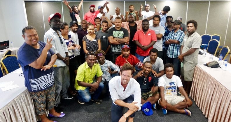 Sas with members of the regional Solomon Islands media team after a three-day digital workshop.