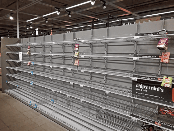 Empty supermarket shelves