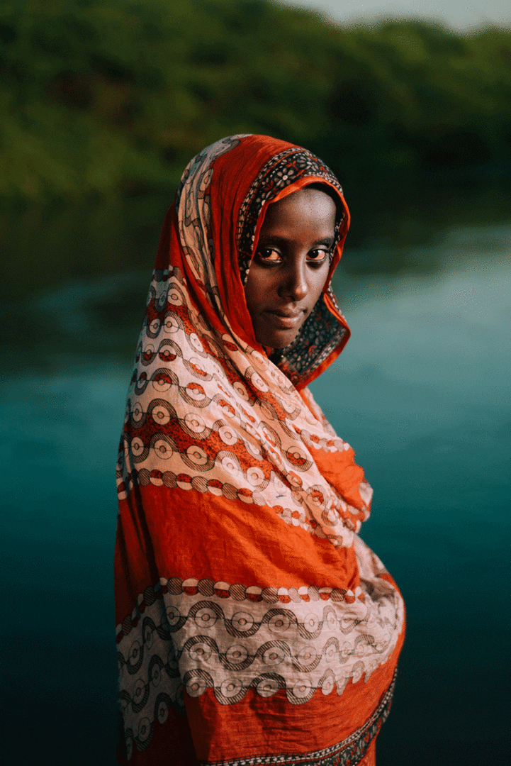 An Afar woman at a river