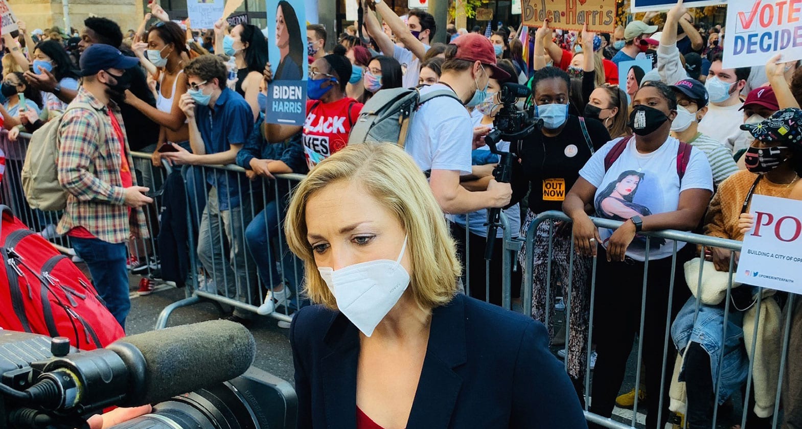 Kathryn Diss covering protests over the election result in Philadelphia, Pennsylvania.