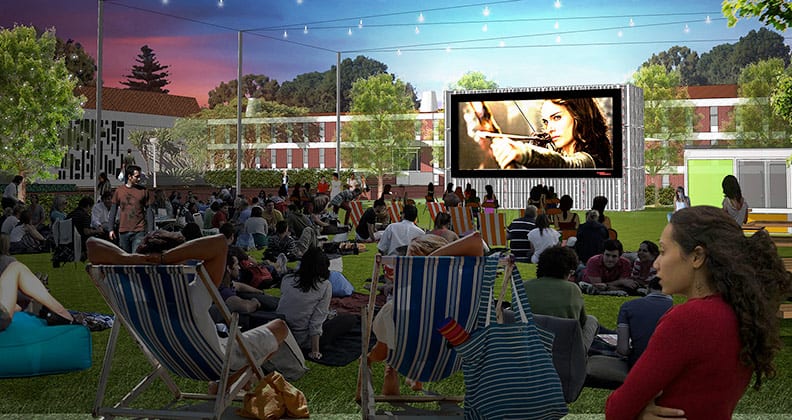 An artist's impression of the outdoor cinema at Curtin University.