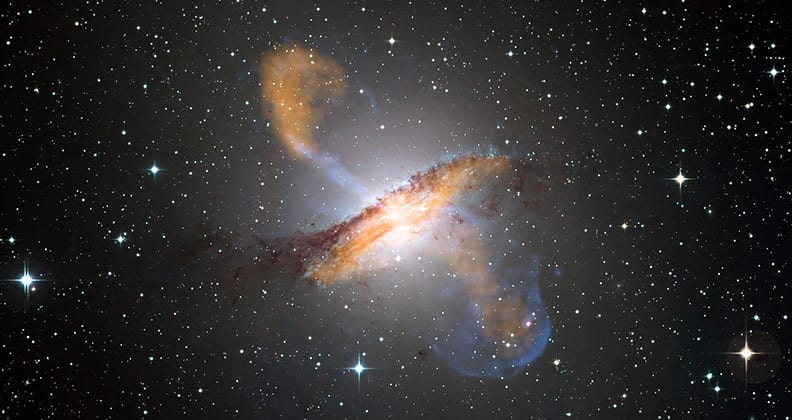 Image for Telescopes team up to study giant galaxy