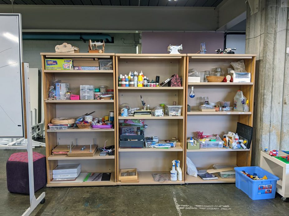 Craft shelf in the makerspace