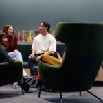 Students sitting together and studying