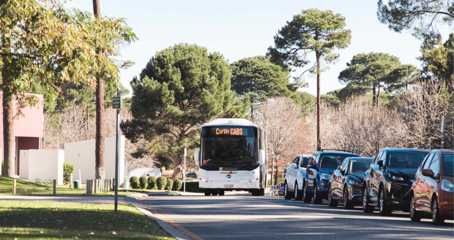 CABS bus driving on campus