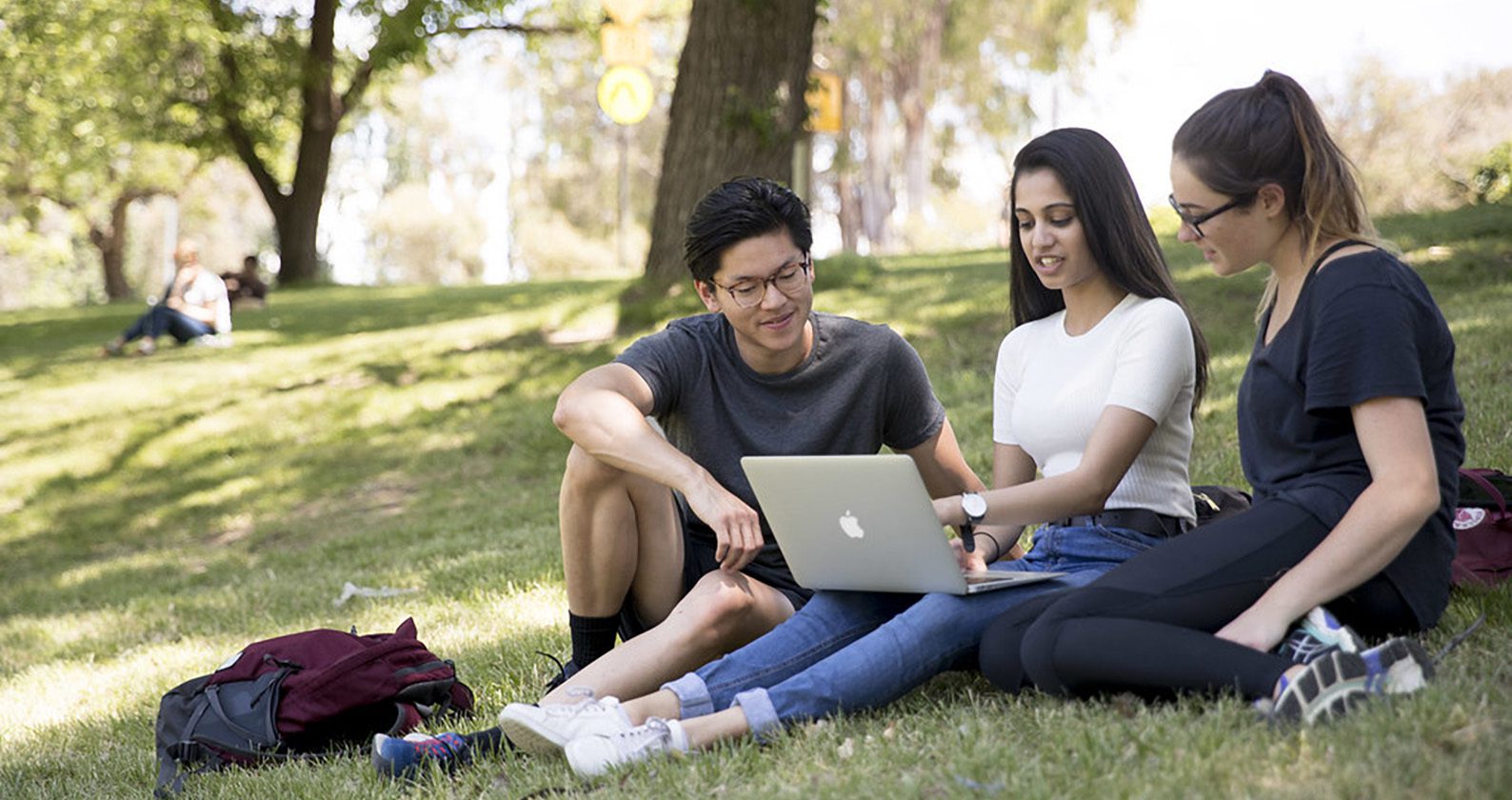 Three students looking