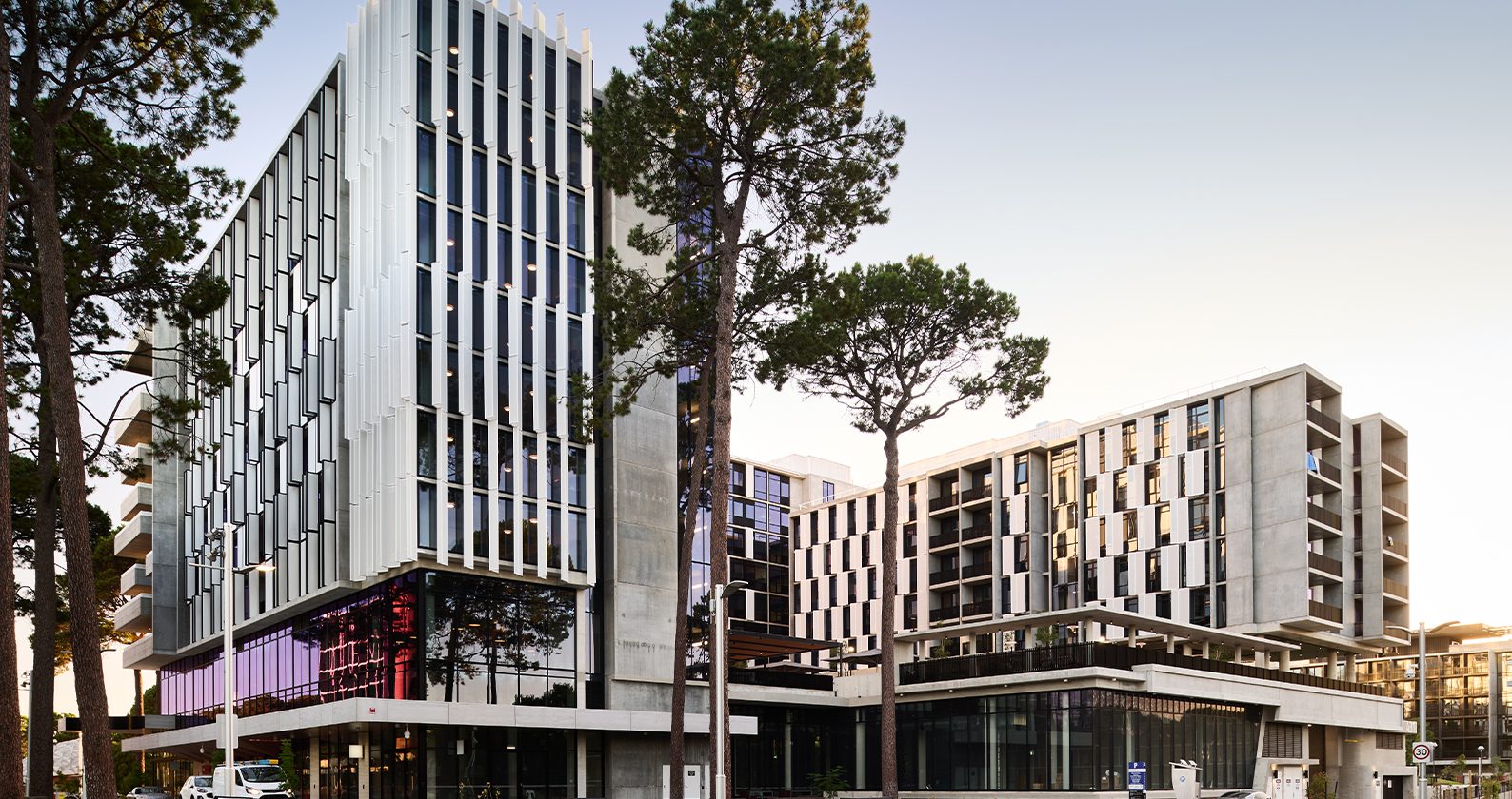 Student accommodation buildings at the Curtin Perth campus
