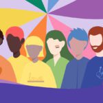 An illustration of a diverse group of LGBTIQA+ people.