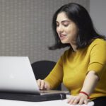 Woman using a laptop