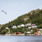 Highland town near water in Norway