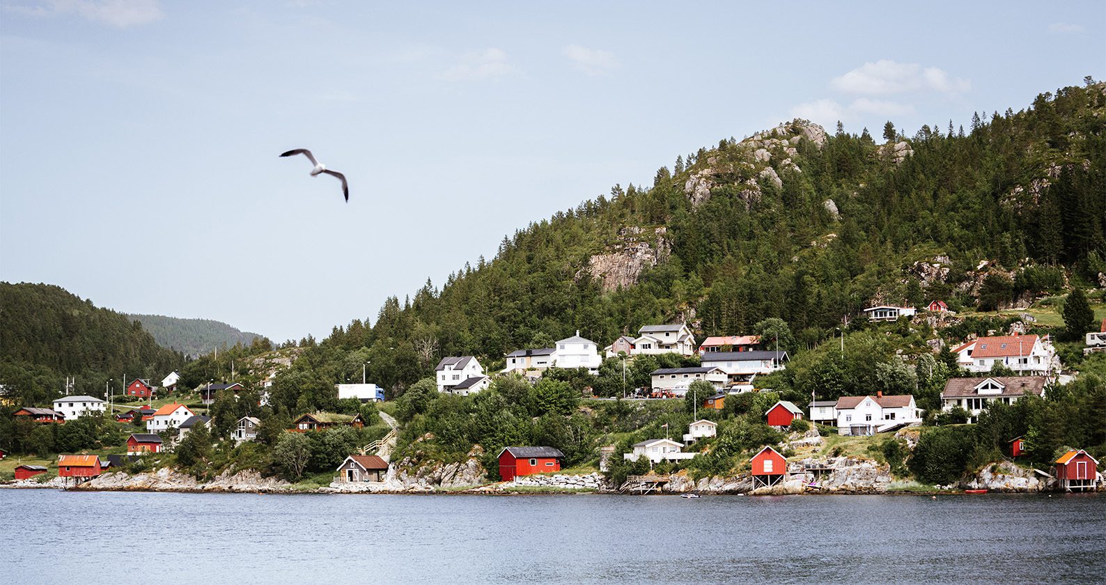 Highland town near water in Norway