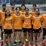 Group of students wearing Curtin Carnabys orange t-shirts