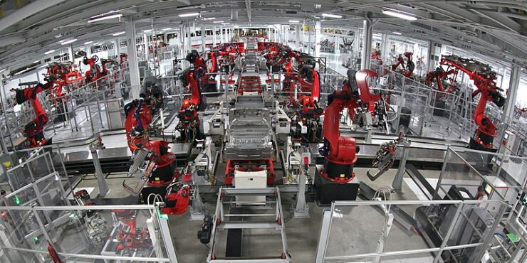 Tesla motors assembly line.