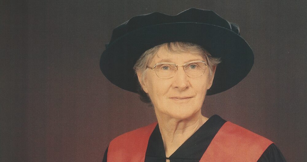 Writer Elizabeth Jolley in Curtin regalia
