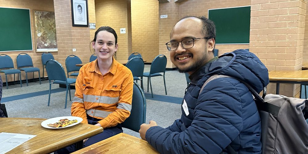 Student talking to industry mentor at Kalgoorlie campus.
