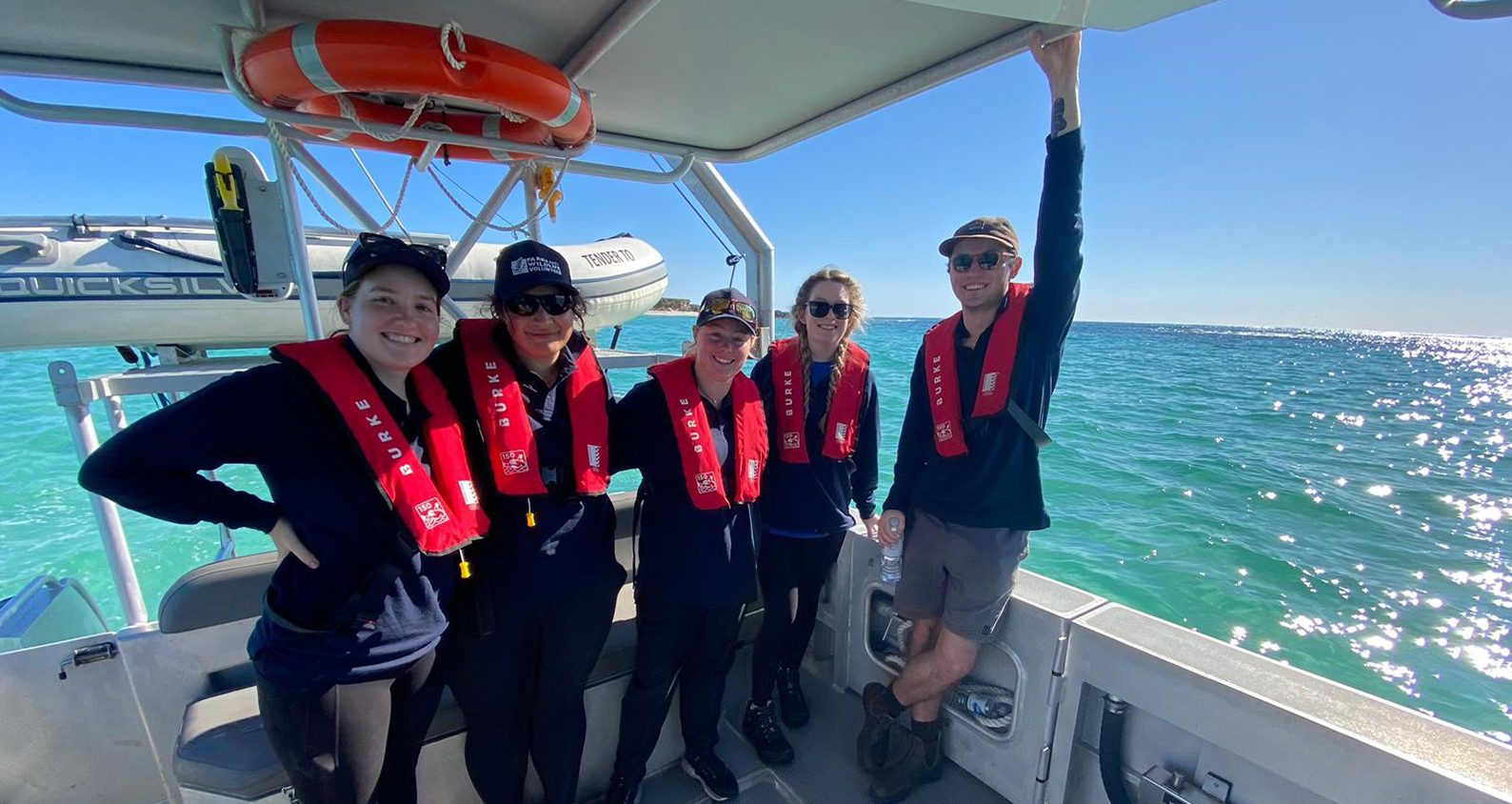 Curtin Students on a boat in Jurien Bay