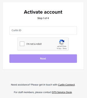 The new design of the activate account interface.