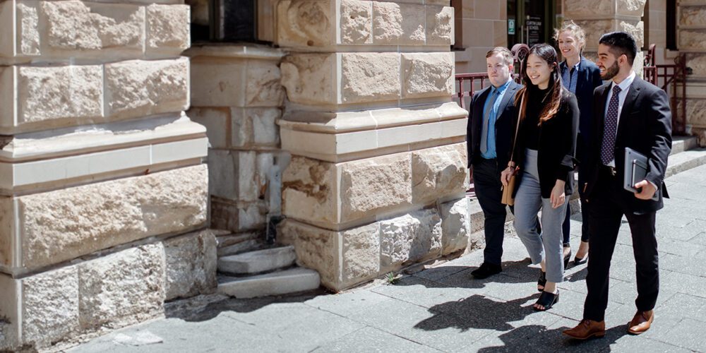 Curtin law students in Murray Street, Perth.