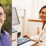 Two researchers pose for the camera.