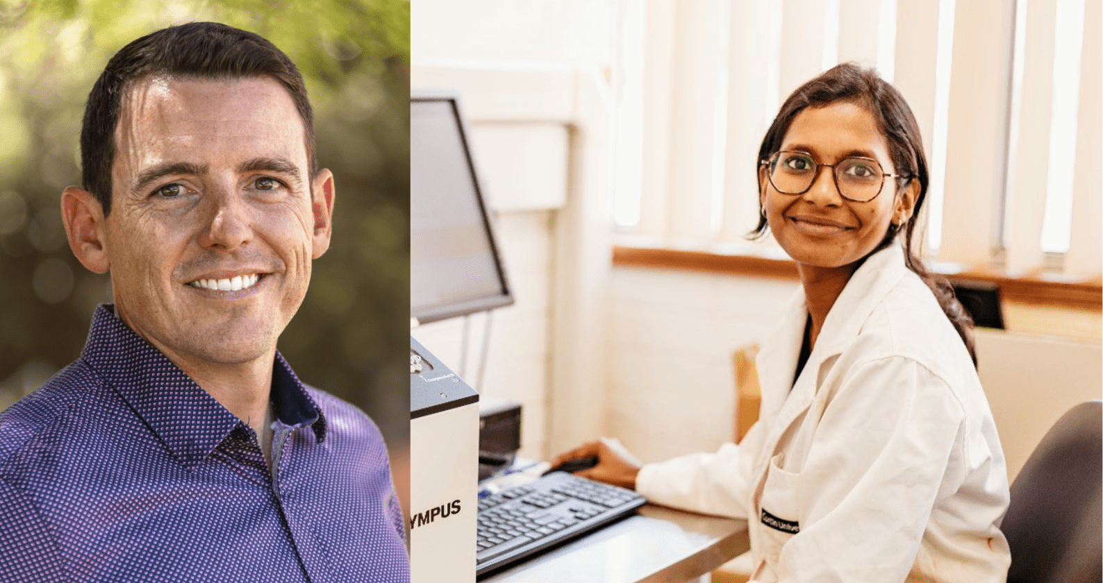 Two researchers pose for the camera.