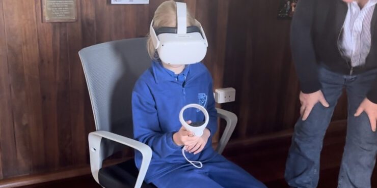 Child uses VR technology.